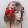 Diadema Lolita Soft Girl de encaje blanco estilo japonés, dulce, con gato y letra Love, asa de ángel.