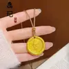 Colgante de Calabaza Chapado en Oro Tendencia de Tiktok, Dios de la Riqueza Amarillo, Brújula de los Ocho Tesoros Propicios, Cadena para Suéter de Cuerda para Cumplir Deseos al por Mayor