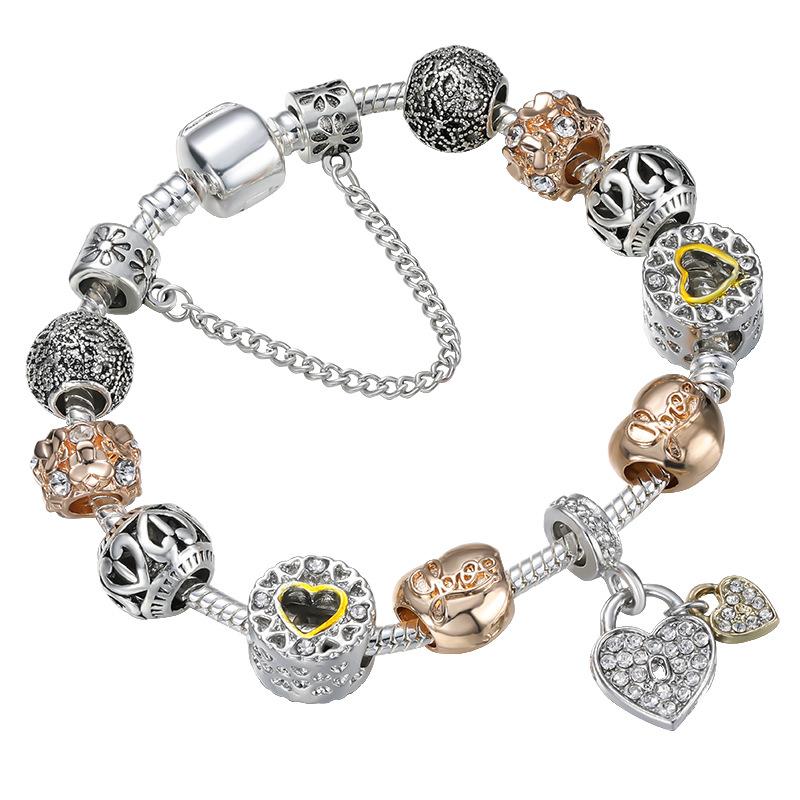 合金KC金双心吊饰手链主图