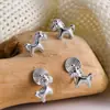 Clip de Oreja para Bobina de Mosquito de Caballo Lindo Infantil de Plata Pendientes Pequeños de Moda Pendientes sin Perforar Tachuelas Simples de Nicho