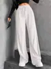 Pantalones Anchos de Color Sólido para Mujer, Cruzados Europeos y Americanos, Novedad Otoño e Invierno 2026, Cintura Elástica, Pantalones Largos Casuales, Cintura Alta con Cordón, Pierna Recta