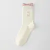 Novas Meias de Outono e Inverno para Mulheres, Meias de Cano Médio com Laço e Borda Enrolada, Meias Slouch Versáteis Color-Blocking, Meias Slouch de Primavera e Outono para Mulheres
