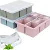Bandeja de cubitos de hielo grande más vendida con tapa, Bandeja de hielo para conservación de sopa congelada de 4 compartimentos, Molde de hielo cuadrado de silicona para alimentos congelados de 15 compartimentos