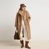 Nuevo Abrigo Largo Ecológico para Mujer 2026 con Piel Sintética de Zorro Estampada, Botón de Cuerno, Piel y Cuero Integrados, Versión Engrosada para Otoño e Invierno