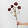 Cores Retrô de Outono Crisântemo de Bola Flor Artificial Haste Única Bola de Cardo Dente-de-leão Decoração de Arranjo de Flores para Casa Sala de Estar Decoração de Casamento Transfronteiriço