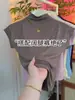 Camiseta de Meia-Gola com Mangas Bufantes de Alta Qualidade para Primavera e Verão Feminina, Estilosa e Versátil, Top de Manga Curta Acinturado