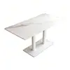 Mesa de Comedor Minimalista Estilo Japonés de Pizarra Blanca, Banco Sólido de Madera con Cojín Blanco Moderno Nórdico, Mesa de Pizarra Impermeable y Resistente a los Arañazos