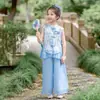 Hanfu para Meninos Verão Estilo Chinês Bambu e Orquídea Conjunto de Roupa Tang para Meninas Novo Estilo Antigo Chinês Fantasia de Performance Infantil