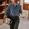 Camisa de manga larga a rayas retro estilo francés para mujer, nueva colección otoño 2026, corte holgado, tejido cepillado