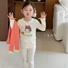 Peixinho Luoluo Classe a Outono e Inverno Roupa de Casa Infantil Desenho Animado Respirável Quente Lycra Algodão Conjunto de Pijama