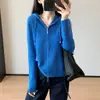 Y estilo simple~100% lana cremallera de doble sentido ajuste ceñido tejido de canalé cárdigan para mujer 26 nuevo otoño/invierno H091817