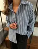 Comércio exterior transfronteiriço Amazon europeu e americano outono/inverno 2026 nova jaqueta cardigã de manga comprida camisa listrada feminina rosa feminino
