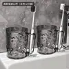 Vaso para enjuague bucal con patrón de glaciar, vaso transparente para cepillo de dientes para uso doméstico, vaso para lavarse con diseño de ondas de agua de lujo ligero, vaso para pasta de dientes y cepillado para dormitorio estudiantil