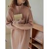 Vestido de suéter com zíper de gola alta feminina Outono e inverno estilo coreano simples casual solto cor sólida comércio exterior vestido de malha