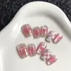 Xiaohongshu Deseo Puro Hielo Frío Transparente Rosa Nude Brillo Blanqueador Uñas Portátiles Puntas de Uñas Cortas Nuevas 2026 Hechas a Mano Puras