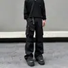 Calça Cargo Funcional de Múltiplos Bolsos com Vibe High Street Americana para Homens e Mulheres 2026 Solta Casual Plissada Micro Flare
