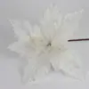 Flores Artificiales de Color Sólido al por Mayor para Navidad, Coronas de Navidad, Decoraciones de Navidad, Cabezas de Flores con Brillo Navideño