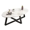 Mesa de centro de losa de roca, adecuada para salas de estar, apartamentos pequeños, con un diseño de lujo ligero, moderno y minimalista, una mesa de centro popular y elegante, mesa pequeña ovalada estilo nórdico