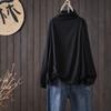 Nueva Camiseta Básica de Cuello Alto para Mujer de Principios de Otoño, Top Interior de Manga Larga, Camiseta Holgada Adelgazante de Color Sólido Talla Extra Trendy