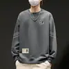 Moletom masculino 2025 outono estilo americano solto manga longa gola redonda esportivo espesso pulôver modelo moderno peso pesado