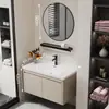 Nuevo Práctico Espacio Panal de Abeja Aluminio Gabinete de Baño Cerámica Integrado Lavabo Encimera de Lavabo Baño Apartamento Pequeño