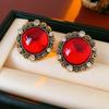 Pendientes de Plata Vintage Medievales, Pendientes Cuadrados de Diamante Estilo Palacio de Lujo Accesible, Pendientes de Gama Alta Retro de Nicho