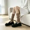 Polainas de Punto Recto con Rayas Verticales, Adelgazantes y Moldeadoras de Piernas, Calcetines de Color Sólido Estilo Japonés, Calcetines Holgados para el Día a Día, Accesorios para Botas de Otoño e Invierno