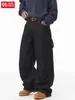 Jeans de Mezclilla Trendy Estilo Americano Original Han Lu con Pliegues en la Rodilla, Pantalones Largos Casuales Retro Holgados para Otoño.