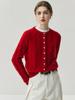 Cardigan de Cáñamo con Botones de Perla y Cachemira para Mujer, Suéter Grueso de Punto con Cuello Redondo para Otoño e Invierno, Chaqueta de Punto Corta