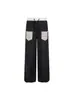 Pantalones a cuadros de estilo americano vintage con parches, corte limpio, efecto desgastado, para hombre, pierna recta ancha, casual, transfronterizos