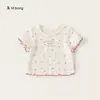 Coleção de Camisetas para Meninas para o VerãoCamiseta de Manga Curta com Gola Boneca, Top Bebê Doce Estilo Coreano com Estampa Fofa para Crianças