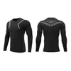 Body de Base de Alta Elasticidade para Uso Externo Masculino Corrida Esportes Ciclismo Secagem Rápida Respirável Estampado Manga Longa Camiseta Top de Treino