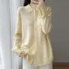 Suéter de crochê oco resistente 100% lã para mulheres, gola lapela estilo francês, cardigã de tricô para outono e inverno, adequado para usar em camadas ou como peça externa