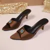 Sandalias de Tacón Alto con Punta, Estilo Nuevo de Verano 2026, Talla Grande Europea y Americana para Mujer, Sandalias de Deslizamiento con Pedrería, Versátiles, de Moda, Sexy
