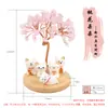 Árvore da Fortuna de Cristal Natural Gato Base Redonda de Bambu Gato da Sorte Presente para Amigos Escritório Casa Ornamento que Traz Sorte
