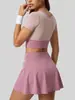 Traje Esportivo de Corrida Juyitang Alta Elasticidade Cor da Pele Color Block Falso Duas Peças Traje Anti-Exposição para Mulheres
