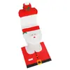 Conjunto de Três Peças para Banheiro de Natal Papai Noel Capa para Vaso Sanitário Tapete de Chão Caixa de Lenços Decorações de Banheiro de Natal