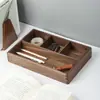 Mesa de Café de Madera de Nogal Negro con Control Remoto Caja de Almacenamiento para Escritorio Sala de Estar Lujo Ligero Madera Maciza Portalápices de Oficina para Escritorio