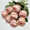 Flor artificial de una sola rosa con borde tostado, pintura al óleo, rosa retro, decoración para el hogar, boda, adornos de flores falsas, venta al por mayor