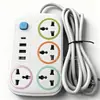 Tomada de comércio exterior com explosões transfronteiriças, 3 portas de carregamento USB T-C, plugue padrão europeu, novo plugue de comércio exterior cinza e branco, interruptor de controle principal