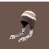 Gorro de Lana Tejido con Costuras Rayadas Estilo Étnico Otoño e Invierno para Mujer Grueso Cálido a Prueba de Frío Protección para las Orejas Gorro Lei Feng
