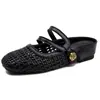 En Stock~Nuevos Mocasines de Verano sin Tacón y Punta Cuadrada, Sandalias de Punta Cerrada para Mujer, Calzado de Verano para Exteriores, Zapatos Tipo Mula con Tacón Grueso