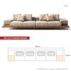 Sofá de madera maciza estilo japonés de estilo troncos, ligero, de lujo, para casa de familia, de tela, de diseñador, de villa, de combinación simple.