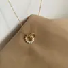 Cadena para Clavícula de Acero de Titanio con Colgante Simple de Perlas Geométricas Doble Anillo Personalidad Celebridad de Internet Moda Dongdaemun Temperamento Nicho