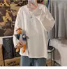 Camiseta de manga larga para hombre, nueva chaqueta interior holgada de moda de otoño, marca de moda de Hong Kong, camisa básica de color sólido para parejas, suéter