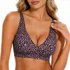 Sujetador Transfronterizo sin Costuras con Estampado de Leopardo para Mujer, Inalámbrico, Holgado y Cómodo, de Cobertura Completa, Sujetador de Soporte Suave tipo Gelatina