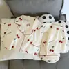 Pijamas de manga larga de primavera y otoño para mujer, de algodón con nubes y tela arrugada, estilo princesa dulce, estilo japonés, ropa fresca para el hogar.