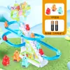 Sacude el sonido del mismo patito amarillo subiendo escaleras juguete de tobogán de patito para niños pista de música interactiva educativa eléctrica