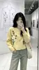 Novo cardigã de malha bordado estilo fresco e doce outono e inverno, casaco suéter feminino tridimensional floral estilo coreano
