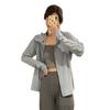 Verano Nuevo Empalme de Malla Transpirable Ropa Protección Solar Chaqueta Deportiva Exterior Protección Solar Anti-UV de Seda de Hielo Corta para Mujer